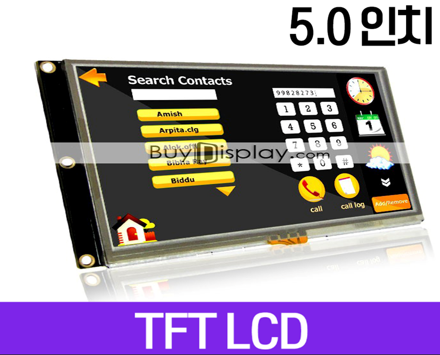 TFT 5 inch LCD Display Module w/Controller Board Serial I2C RA8875 ER-TFTM050-2, FFC