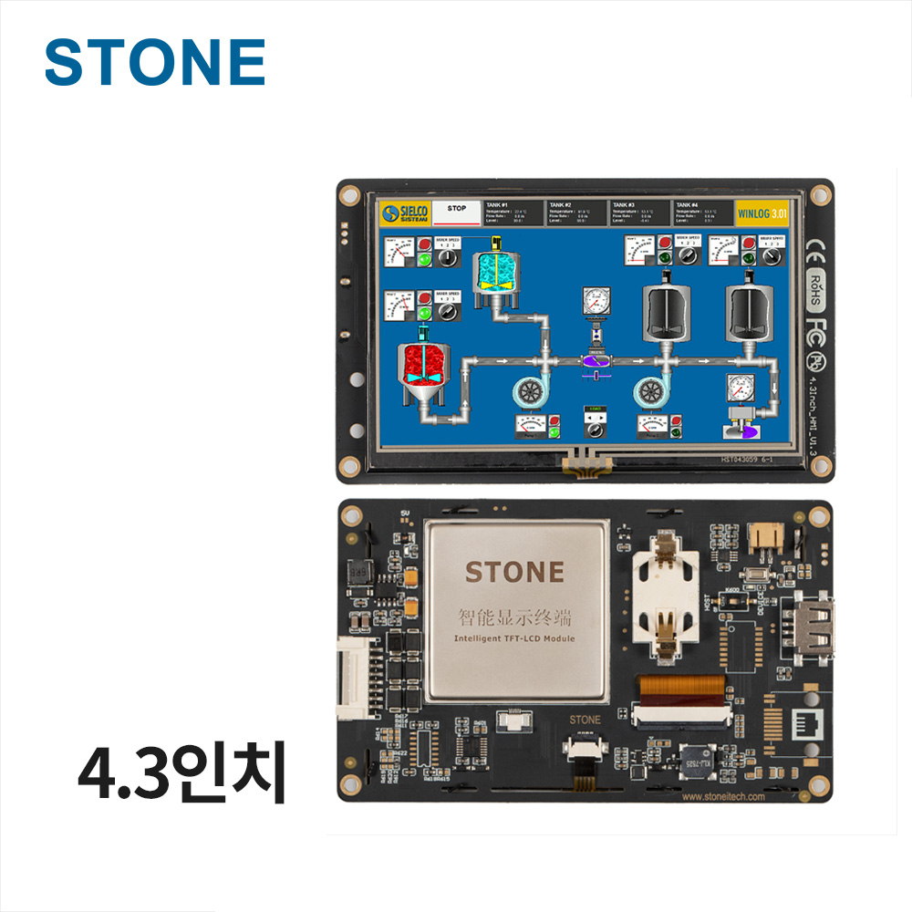 산업용 HMI LCD 디스플레이 4.3인치 480×272 감압식 STWI043WT-01